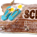 Dekorations Schlüsselbrett Sandalen & Blüten Design Dekobrett Hängeschild 35 x 12 cm /1471
