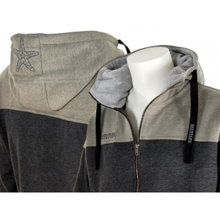 SEESTERN Herren Kapuzen Sweat Shirt Jacke Pullover Zip Hoody Sweater Gr.S-XXL /1745 Dunkelgrau - Beige melange L