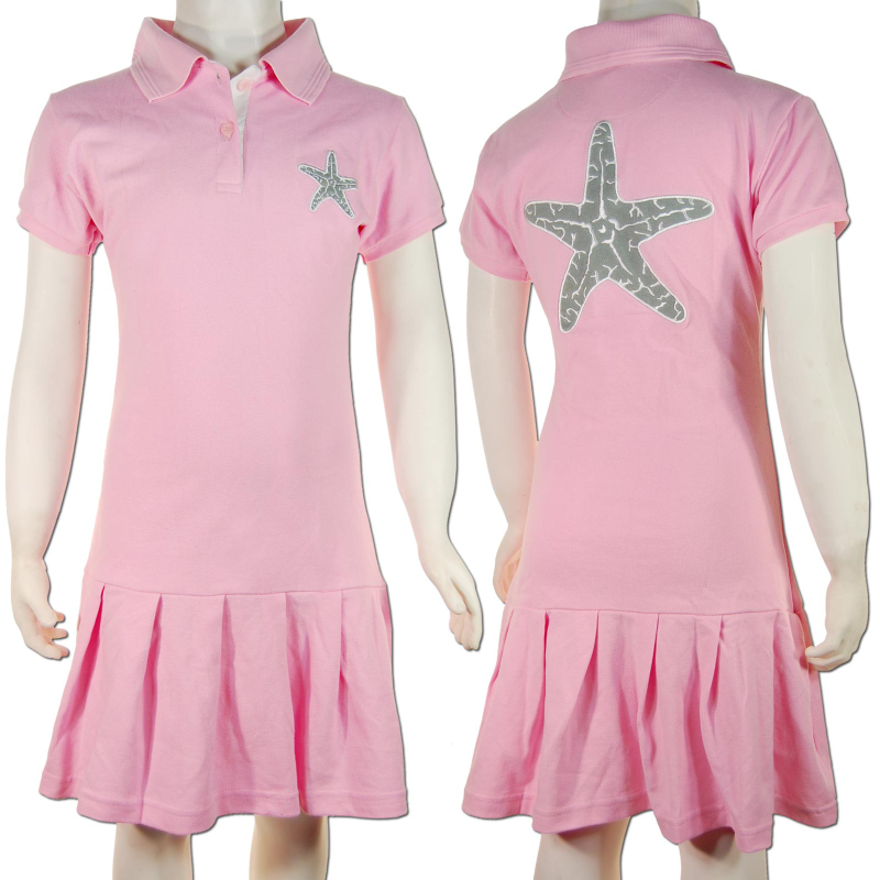 Seestern Sportswear SEESTERN Kinder Polokleid rosa mit süßem Faltenrock & Seestern Applikationen Gr.86-164 /1801
