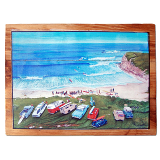 Seestern Deko Holz Wandbild im Vintage Sixties Surf Look 30 x 40 cm Surfing Motiv /1814