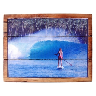 Seestern Deko Holz Wandbild im Vintage Sixties Surf Look 30 x 40 cm Surfing Motiv /1819