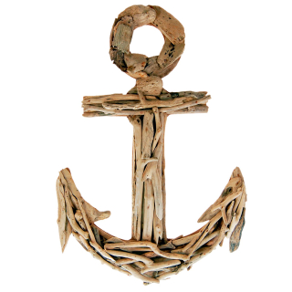 SEESTERN Treibholz Deko m. Anker ( 60 cm ) Motiv Wanddeko Driftwood Schild Holzdeko /1841