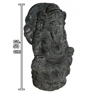 Ganesha Garten Statue 50 cm Hindu Asia Deko Figur Steinguss  für innen & außen schwarz antik /1884