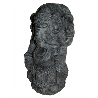 Ganesha Garten Statue 50 cm Hindu Asia Deko Figur Steinguss  für innen & außen schwarz antik /1884