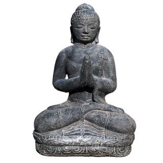 Buddha Garten Statue 43 cm Hindu Asia Deko Figur Steinguss  fr innen & auen schwarz antik /1885