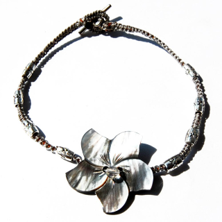 Seestern Armband Modeschmuck Frangipani Muschel Blte Perlmut geflochtenes Band /1201