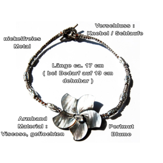 Seestern Armband Modeschmuck Frangipani Muschel Blte Perlmut geflochtenes Band /1201