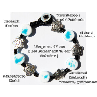 Seestern Armband Modeschmuck aus Metal Keramik geflochtenes Viscose Band /1202 JW1202.braun