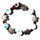Seestern Armband Modeschmuck aus Metal Keramik geflochtenes Viscose Band /1202 JW1202.braun_tuerkis