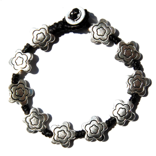 Seestern Armband Modeschmuck nickelfreies Metal auf geflochtenem Viscose Band /1205 AB1205.schwarz