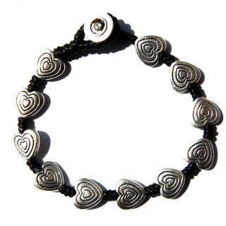 Seestern Armband Modeschmuck nickelfreies Metal auf geflochtenem Viscose Band /1209 AB1209.schwarz