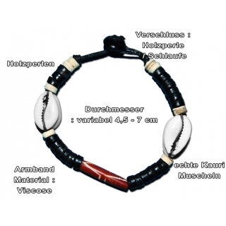SEESTERN Armband / Armbänder mit Kauri Muschel Design, Muschel Modeschmuck/005.bk