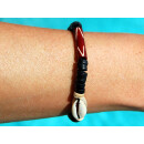 SEESTERN Armband / Armbänder mit Kauri Muschel Design, Muschel Modeschmuck/005.bk Schwarz_5 Stueck