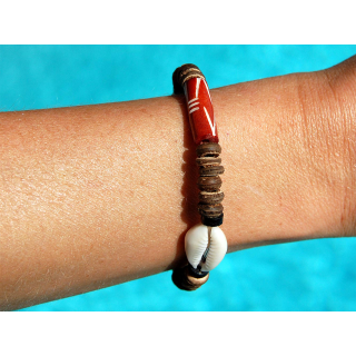 SEESTERN Armband / Armbnder mit Kauri Muschel Design, Muschel Modeschmuck/006.bw Braun_5 Stueck