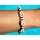 SEESTERN Armband / Armbänder mit Kauri Muschel Design, Muschel Modeschmuck/008 Braun_5 Stueck