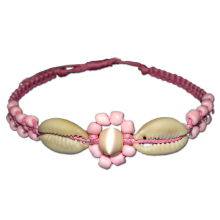 SEESTERN Armband / Armbänder mit Kauri Muschel Design, Muschel Modeschmuck/012 Rosa_1 Stueck