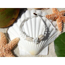 SEESTERN Armband / Armbänder mit Kauri Muschel Design, Muschel Modeschmuck/012 Weiss_5 Stueck