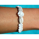 SEESTERN Armband / Armbänder mit Kauri Muschel Design, Muschel Modeschmuck/012 Weiss_5 Stueck