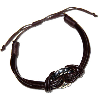 Seestern Armband / Armbänder Echtleder Band mit metallischem Ring Leder Modeschmuck /1004 Braun_1 Stueck