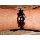 Seestern Armband / Armbänder Echtleder Band mit metallischem Ring Leder Modeschmuck /1004 Braun_1 Stueck