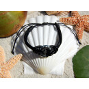 Seestern Armband / Armbänder Echtleder Band mit metallischem Ring Leder Modeschmuck /1004 Schwarz_5 Stueck