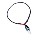 Seestern Halskette Modeschmuck mit Surfboard Holz Anhänger 4 cm variables Halsband /1584 Schwarz_ 5 Stueck