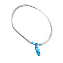 Seestern Halskette Modeschmuck mit Surfboard Nylon Anhänger 2,5 cm variables Halsband /1587 Hellblau_ 5 Stueck