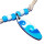 Seestern Halskette Modeschmuck mit Surfboard Nylon Anhänger 2,5 cm variables Halsband /1587 Hellblau_ 5 Stueck