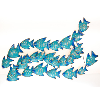 SEESTERN Fischschwarm Metall Wand Deko Verzierung Hnge Wand Dekoration 80cm /1809.tuerkis