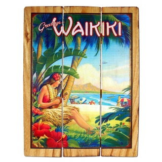 Seestern Deko Holz Wandbild im Vintage Sixties Surf Look 50 x 80 cm Waikiki Motiv /1836