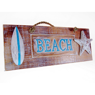 Dekoratives Wand/Tr Schild Seestern Beach Strand Surfboard 35 x 14 cm /1983