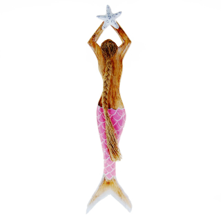 Dekoration Holz Wand Deko Meerjungfrau Mermaid 62 x 14 cm /1981_L rosa