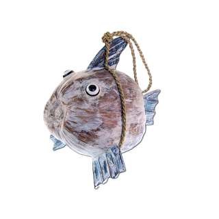 Dekoration Holz Deko Fisch Kokosnuss Kugelfisch 30 x 30cm /1991