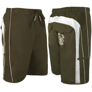 SEESTERN Herren Boardshorts Badeshorts mit Gummizug hinten& Eingrifftaschen XS-3XL /1744 Grün XS
