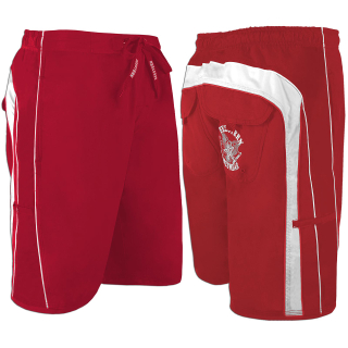 SEESTERN Herren Boardshorts Badeshorts mit Gummizug hinten& Eingrifftaschen XS-3XL /1744 Rot 2XL