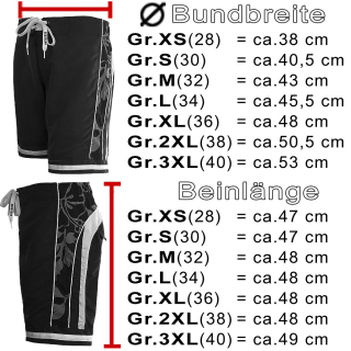 SEESTERN Herren Boardshorts Surfshorts Boardshort Badeshorts mit Gummizug hinten S-3XL mittellang 47-49cm /1944