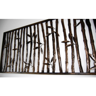 SEESTERN  Bambus Relief Wand Metal Deko Wandbild anthrazit Wandrelief 115 x 55cm /1685