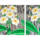SEESTERN 3 Teiliges handbemaltes Holz Wandbild Wanddeko Frangipani Blüten Motiv 40x120cm /1636