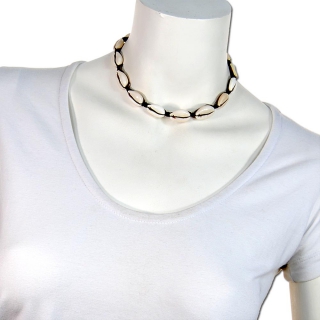 Seestern Halskette Modeschmuck aus Kaurimuscheln & geflochtenem Halsband/102 Braun_ 1 Stueck