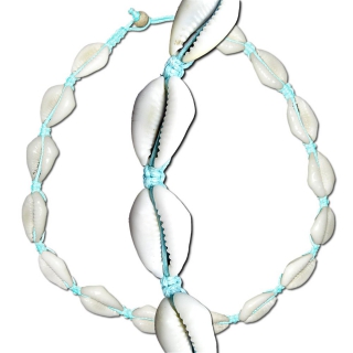 Seestern Halskette Modeschmuck aus Kaurimuscheln & geflochtenem Halsband/102 Tuerkis_ 1 Stueck