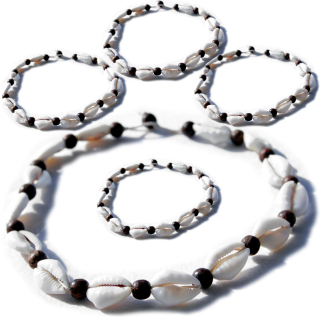 Seestern Halskette Modeschmuck aus Kauri Muscheln & Kokosperlen /103 Braun_ 5 Stueck