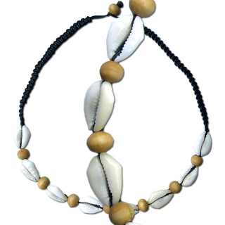 Seestern Halskette Modeschmuck aus Kauri Muscheln & Holzperlen /105