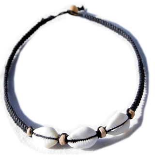 Seestern Halskette Modeschmuck aus Kauri Muscheln & Holzperlen /106 Schwarz_ 1 Stueck