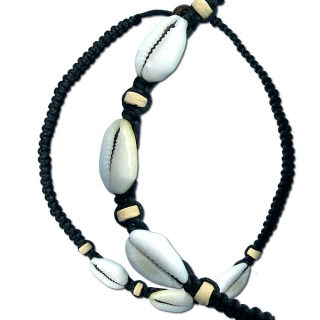 Seestern Halskette Modeschmuck aus Kauri Muscheln & Holzperlen /106 Schwarz_ 1 Stueck