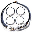 Seestern Halskette Modeschmuck aus Kauri Muscheln & Holzperlen /106 Schwarz_ 5 Stueck