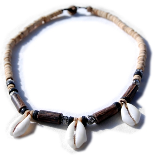 Seestern Halskette Modeschmuck aus Kauri Muscheln & Holzperlen /107