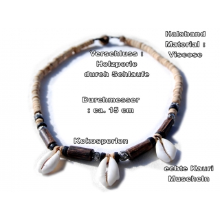 Seestern Halskette Modeschmuck aus Kauri Muscheln & Holzperlen /107