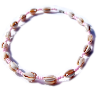 Seestern Halskette Modeschmuck aus Kauri Muscheln & Nylonperlen/111 Rosa_ 1 Stueck