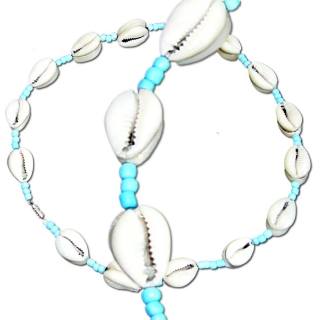 Seestern Halskette Modeschmuck aus Kauri Muscheln & Nylonperlen/111 Tuerkis_ 5 Stueck