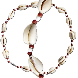 Seestern Halskette Modeschmuck aus Kauri Muscheln & Nylonperlen/112 Braun_ 1 Stueck